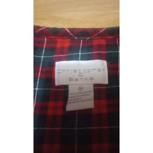 Vintage Embroidered Sweater Womens Size M Vest Christmas Plaid Button Up Fleece - Picture 8 of 11